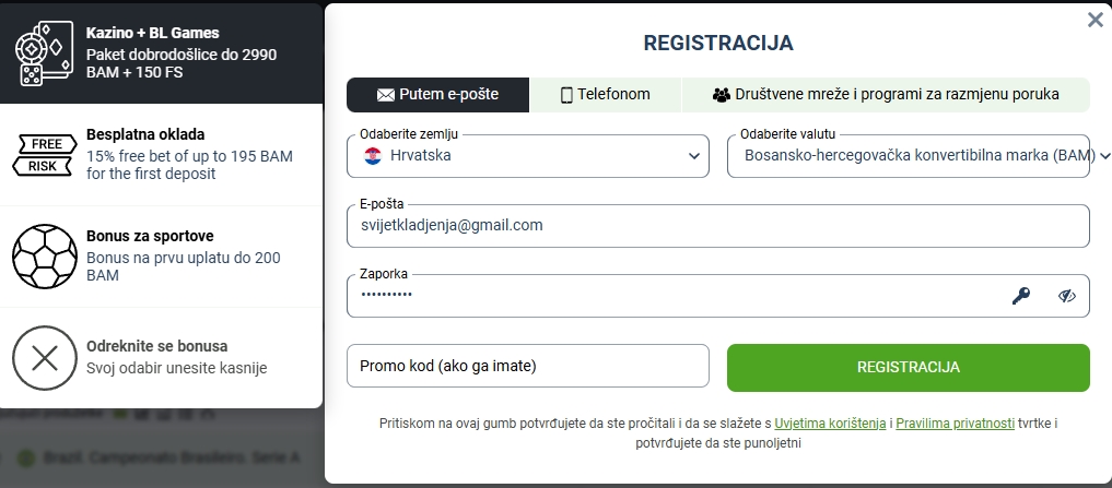Betlabel registracija