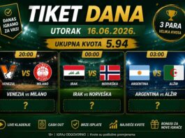 Tiket Dana (16.06.2026.) – Kvota 5.94 na tri pažljivo odabrana para