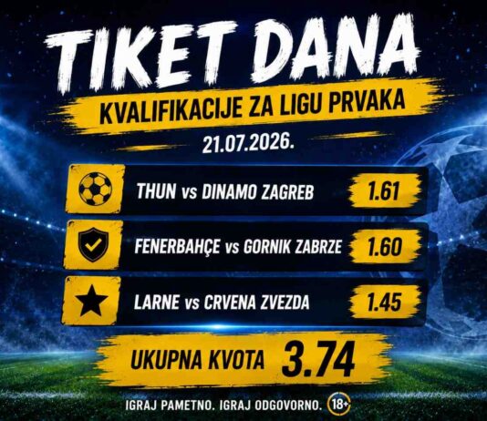Tiket dana – Kvalifikacije za Ligu prvaka (21.07.2026.)