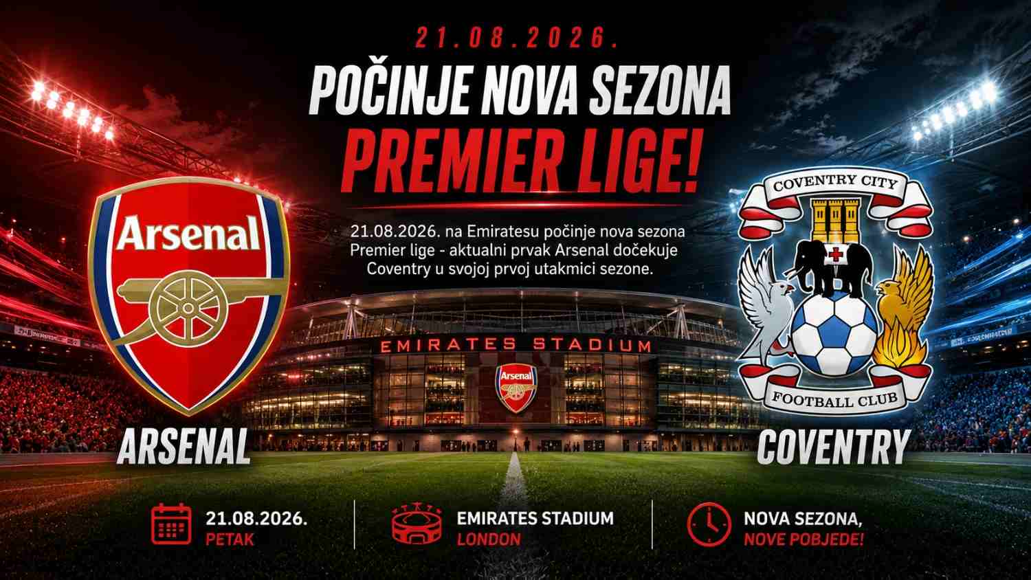 Arsenal vs Coventry - najava i kvote