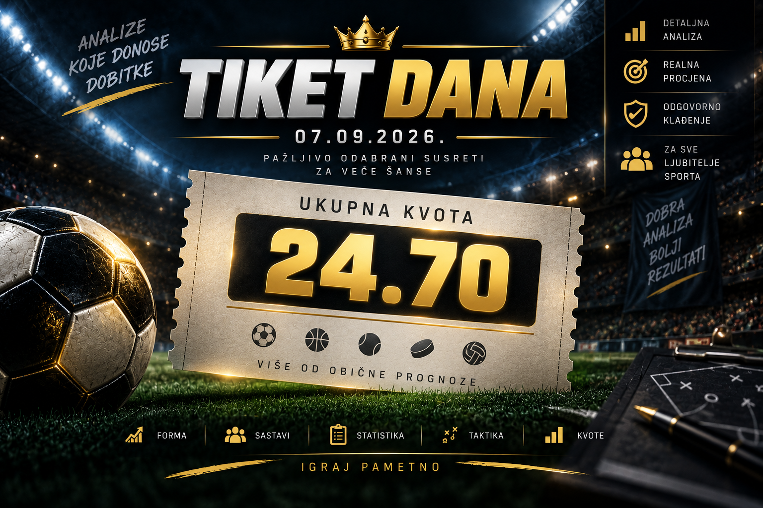 Tiket dana - Ponedjeljak 7.9.2026. - tri nogometna para