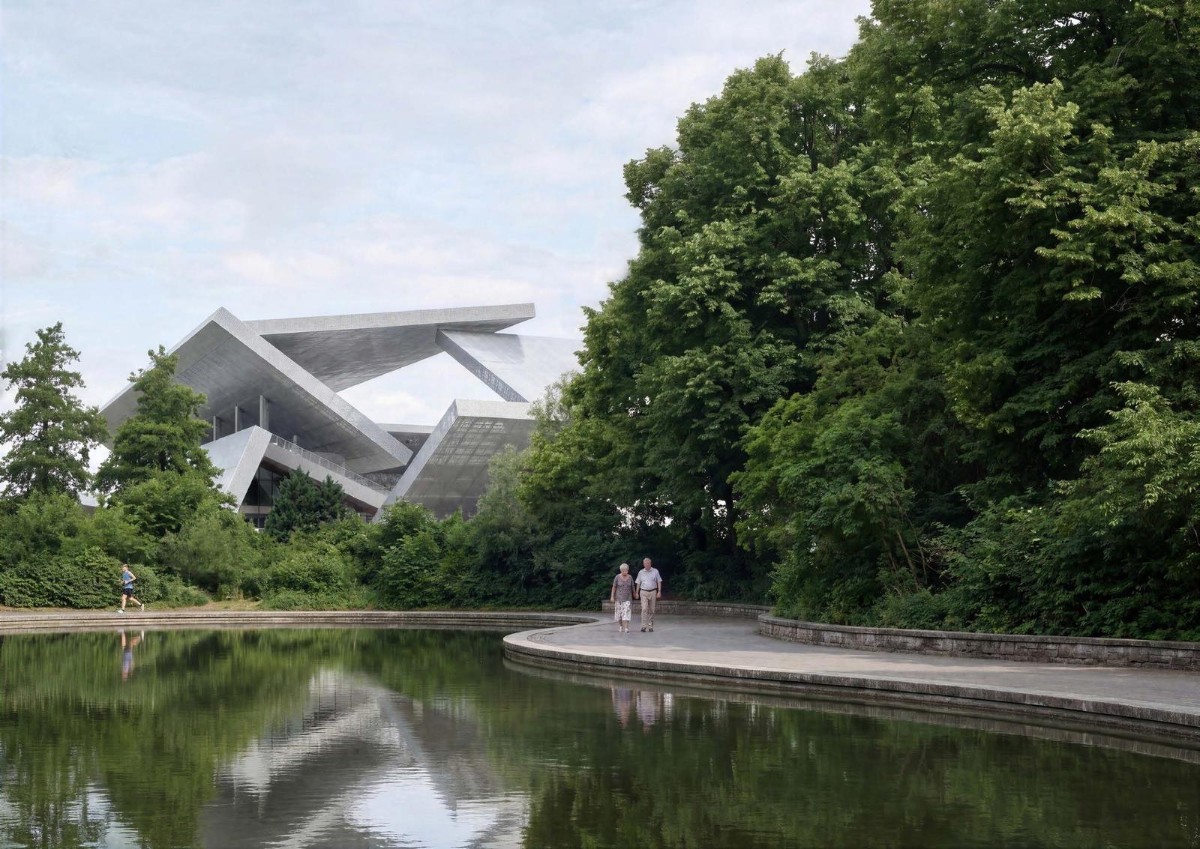 Novi stadion Maksimir pogled s jezera u parku Maksimir – pobjedničko rješenje