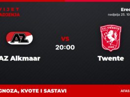 AZ Alkmaar – Twente prognoza i tip: oba tima daju gol, nedjelja u 20:00 AZ Alkmaar – Twente, Eredivisie: prognoza i kvote