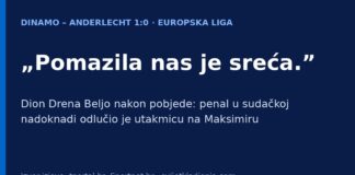 Beljo nakon pobjede nad Anderlechtom: „Pomazila nas je sreća” – Belgijci ne mogu vjerovati Grafika s citatom Diona Drene Belja nakon Dinamo – Anderlecht 1:0: „Pomazila nas je sreća”