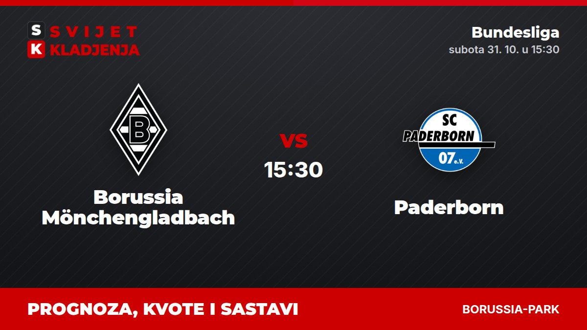 Borussia Mönchengladbach – Paderborn, Bundesliga: prognoza i kvote