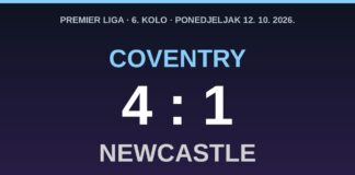 Coventry razbio Newcastle 4:1: Rudoni s penala, tri gola u zadnjih 40 minuta i Lampardova druga pobjeda zaredom Rezultat Coventry – Newcastle 4:1, Premier liga, 12. listopada 2026.