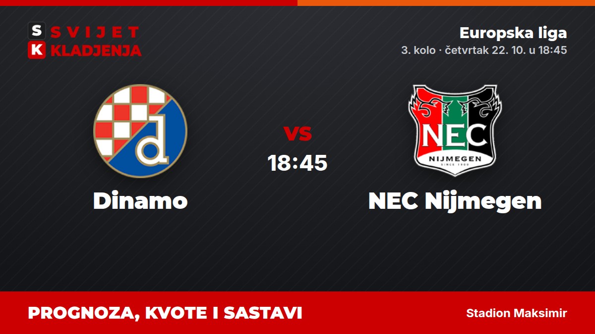 Dinamo – NEC Nijmegen, Europska liga: prognoza i kvote