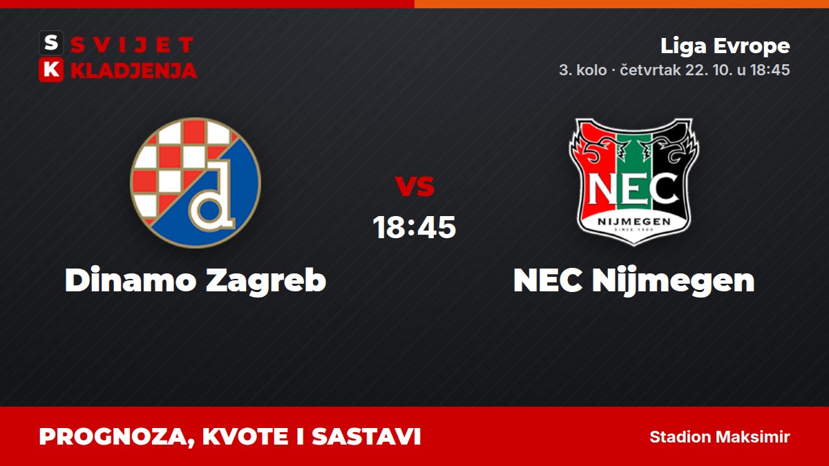 Dinamo Zagreb – NEC Nijmegen, Liga Evrope: prognoza i kvote