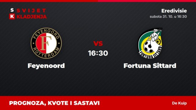 Feyenoord – Fortuna Sittard prognoza i tip: Feyenoord, subota u 16:30