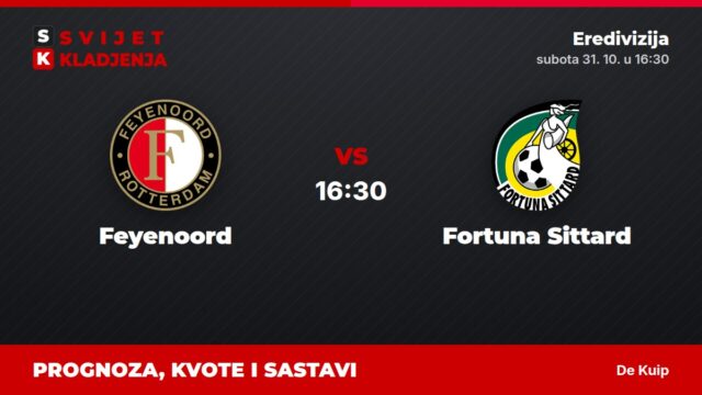 Feyenoord – Fortuna Sittard prognoza i tip: Feyenoord, subota u 16:30