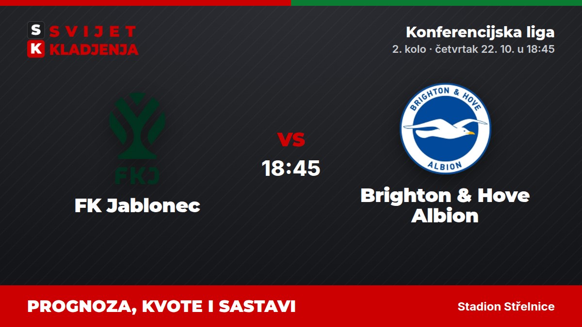 FK Jablonec – Brighton & Hove Albion, Konferencijska liga: prognoza i kvote