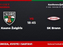 Žalgiris – Brann prognoza i tip: Sopić traži prvi bod, četvrtak u 18:45 FK Kauno Žalgiris – SK Brann, Konferencijska liga: prognoza i kvote