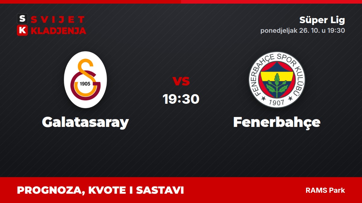 Galatasaray – Fenerbahçe, Süper Lig: prognoza i kvote