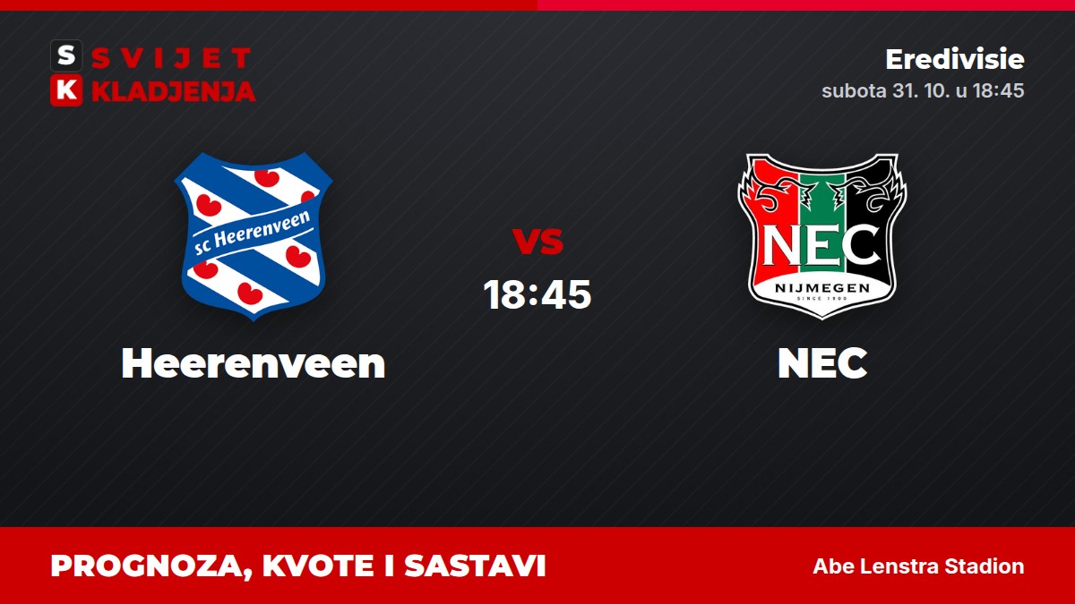 Heerenveen – NEC, Eredivisie: prognoza i kvote