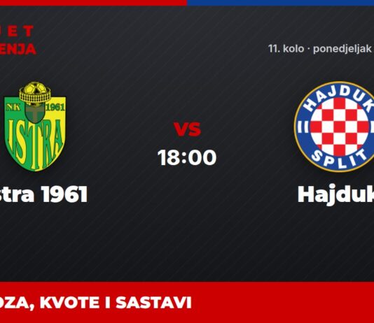 Istra 1961 – Hajduk prognoza i tip: više od 2,5 gola, ponedjeljak u 18:00 Istra 1961 – Hajduk, HNL: prognoza i kvote