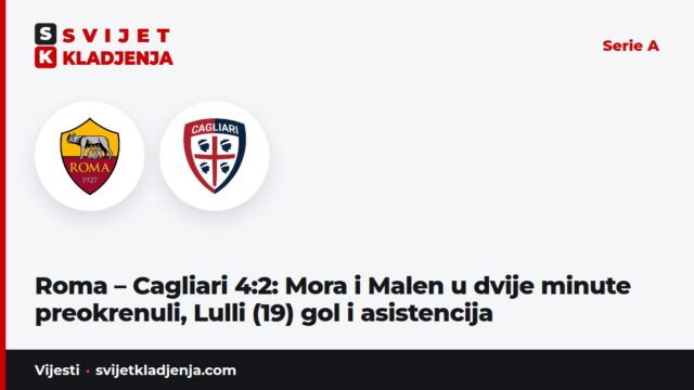 Roma – Cagliari 4:2: Mora i Malen u dvije minute preokrenuli, Lulli (19) gol i asistencija
