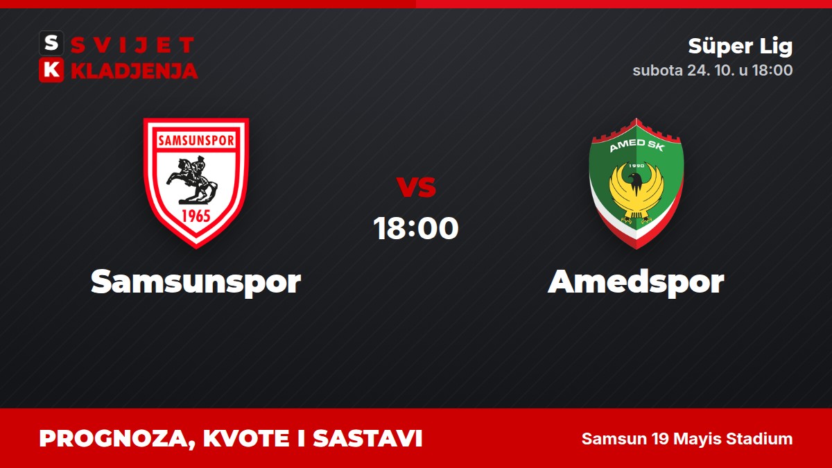 Samsunspor – Amedspor, Süper Lig: prognoza i kvote