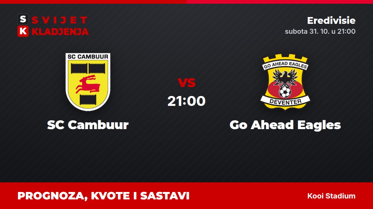 SC Cambuur – Go Ahead Eagles, Eredivisie: prognoza i kvote