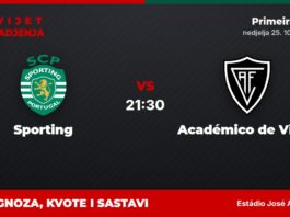Sporting – Académico de Viseu prognoza i tip: Oba daju gol, ned. u 21:30 Sporting – Académico de Viseu, Primeira Liga: prognoza i kvote
