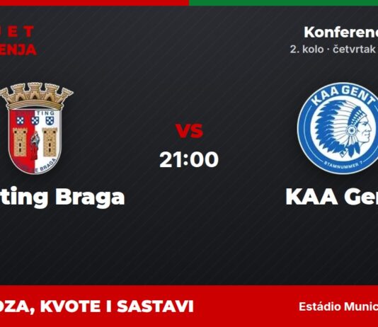 Sporting Braga – KAA Gent prognoza i tip: Braga u padu, četvrtak u 21:00 Sporting Braga – KAA Gent, Konferencijska liga: prognoza i kvote