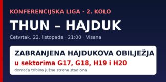 Thun – Hajduk ulaznice: Švicarci zabranili Hajdukova obilježja u četiri sektora, a stiže do 4.000 navijača Thun – Hajduk, Konferencijska liga: grafika o zabrani Hajdukovih obilježja u sektorima G17, G18, H19 i H20