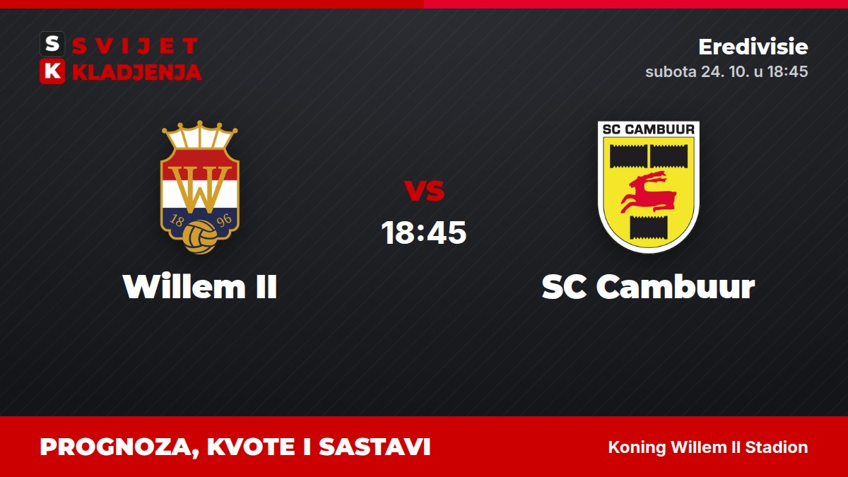 Willem II – SC Cambuur, Eredivisie: prognoza i kvote